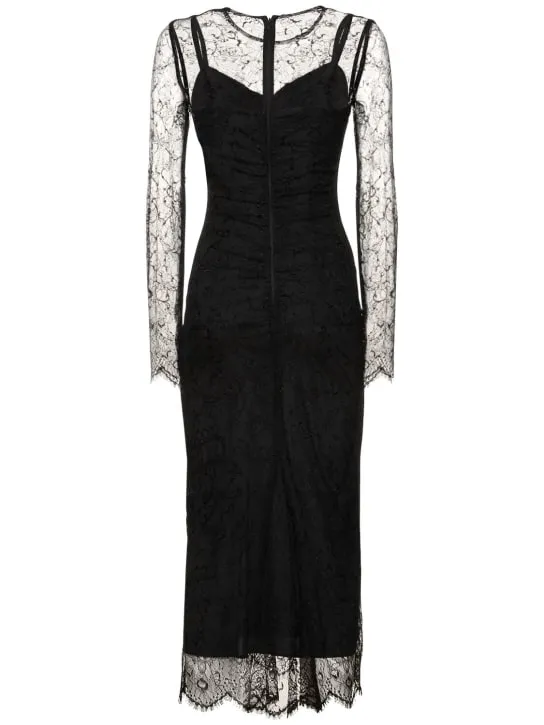Dolce&amp;Gabbana   Chantilly lace long sleeve midi dress 