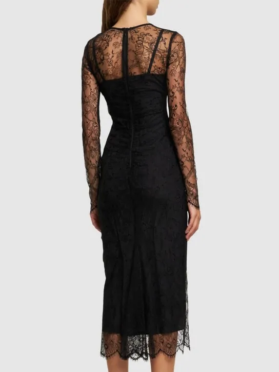 Dolce&amp;Gabbana   Chantilly lace long sleeve midi dress 