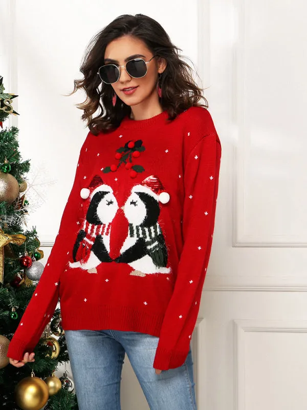 Women's Kissing Penguins Christmas Jumper