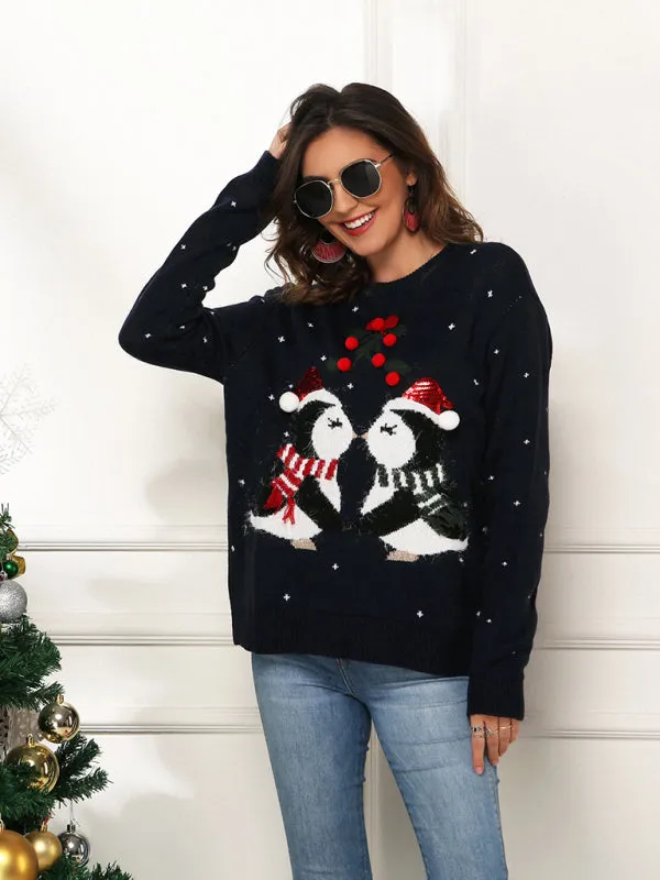 Women's Kissing Penguins Christmas Jumper