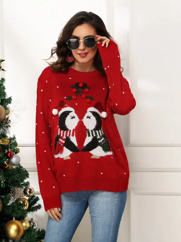 Women's Kissing Penguins Christmas Jumper