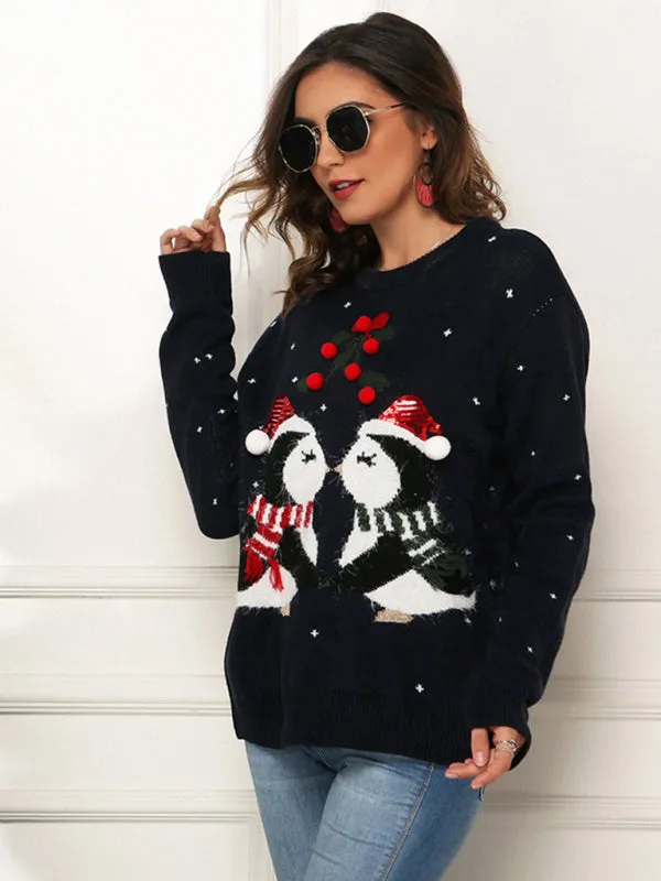 Women's Kissing Penguins Christmas Jumper